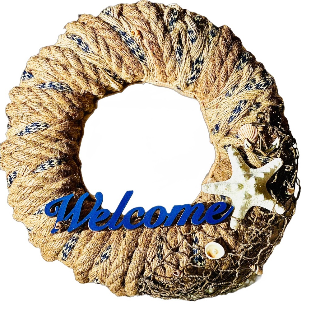 NEW! ⚓️NAUTICAL INSPIRED WELCOME WREATH WITH FUN DETAILS! Medium/Small